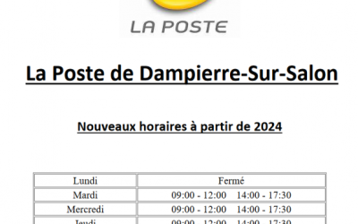 Nouveau horaire la poste